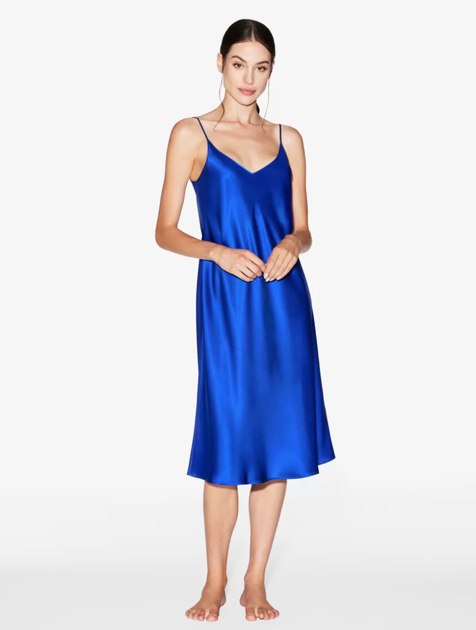 Slips & Dresses | Silk Sleepwear-La Perla Silk Midi Nightgown In Electric Blue