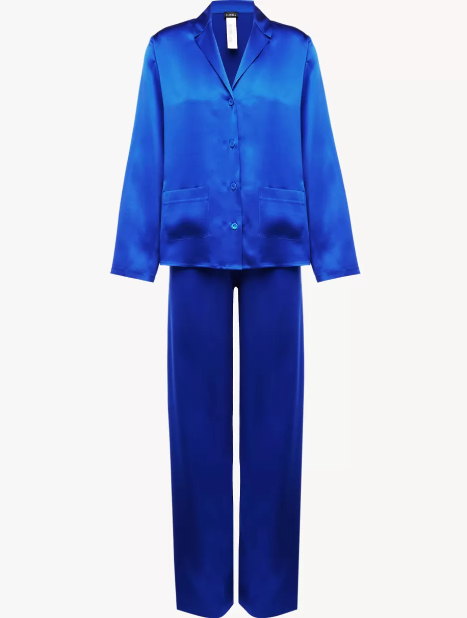 Pajamas | Silk Sleepwear-La Perla Silk Pajama Set In Electric Blue