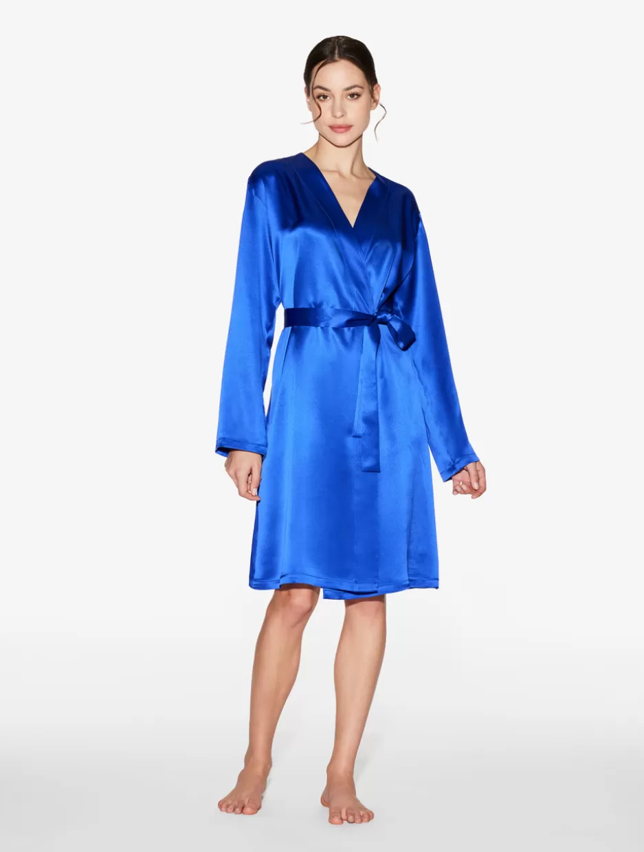 Robes | Silk Sleepwear-La Perla Silk Short Robe In Electric Blue