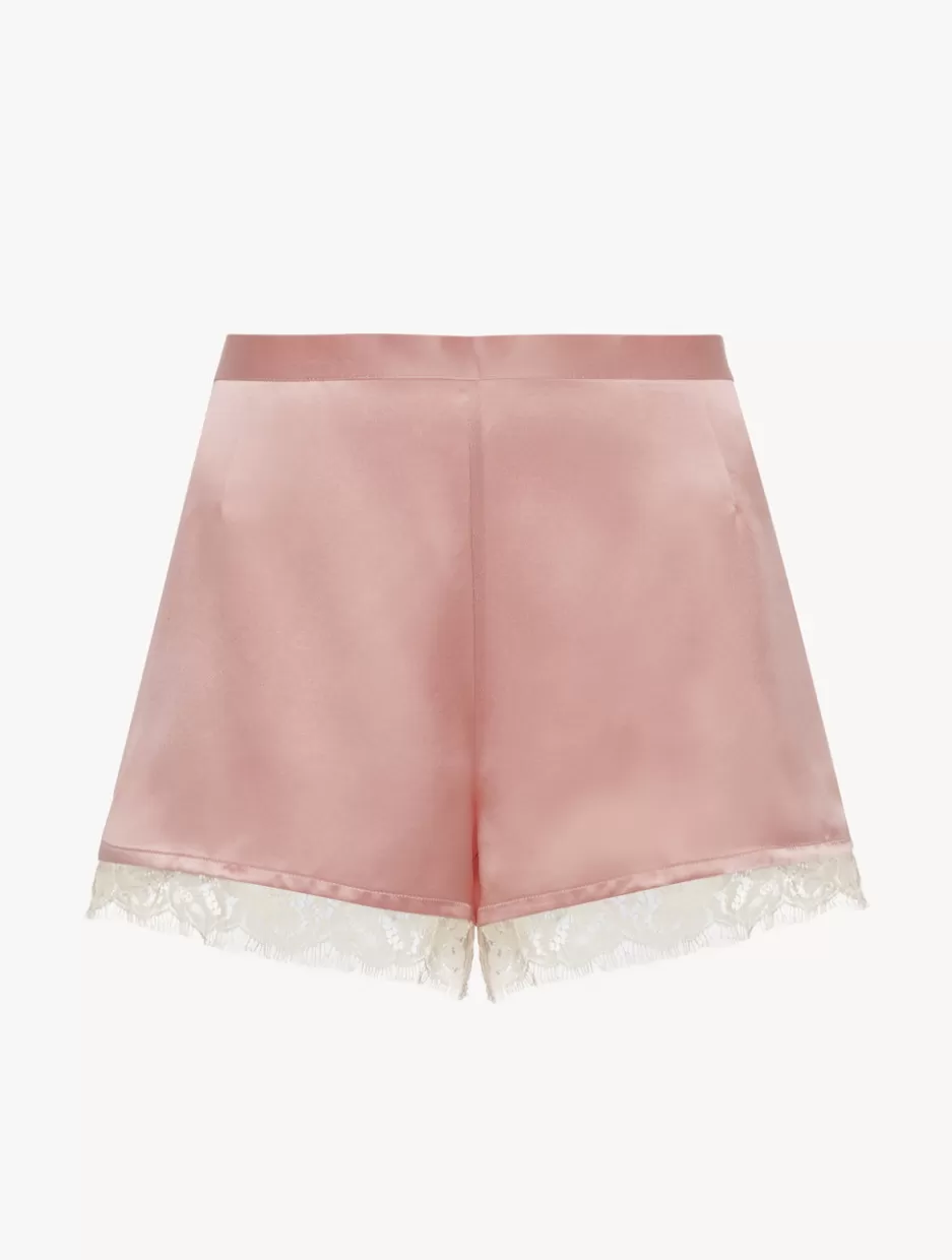 Sleep Shorts & Trousers | Silk Sleepwear-La Perla Silk Shorts With Leavers Lace In Pink