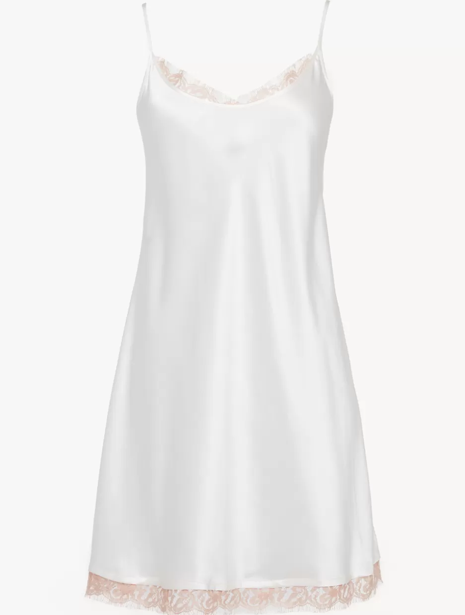 Slips & Dresses | Silk Sleepwear-La Perla Silk Slip With Leavers Lace In White