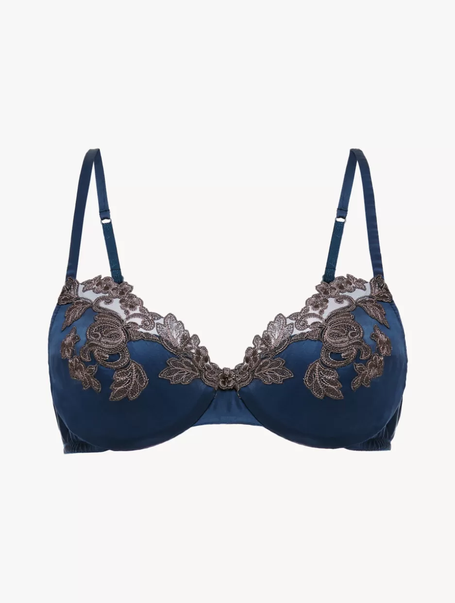 Underwired-La Perla Silk Underwired Bra In With Frastaglio Blue