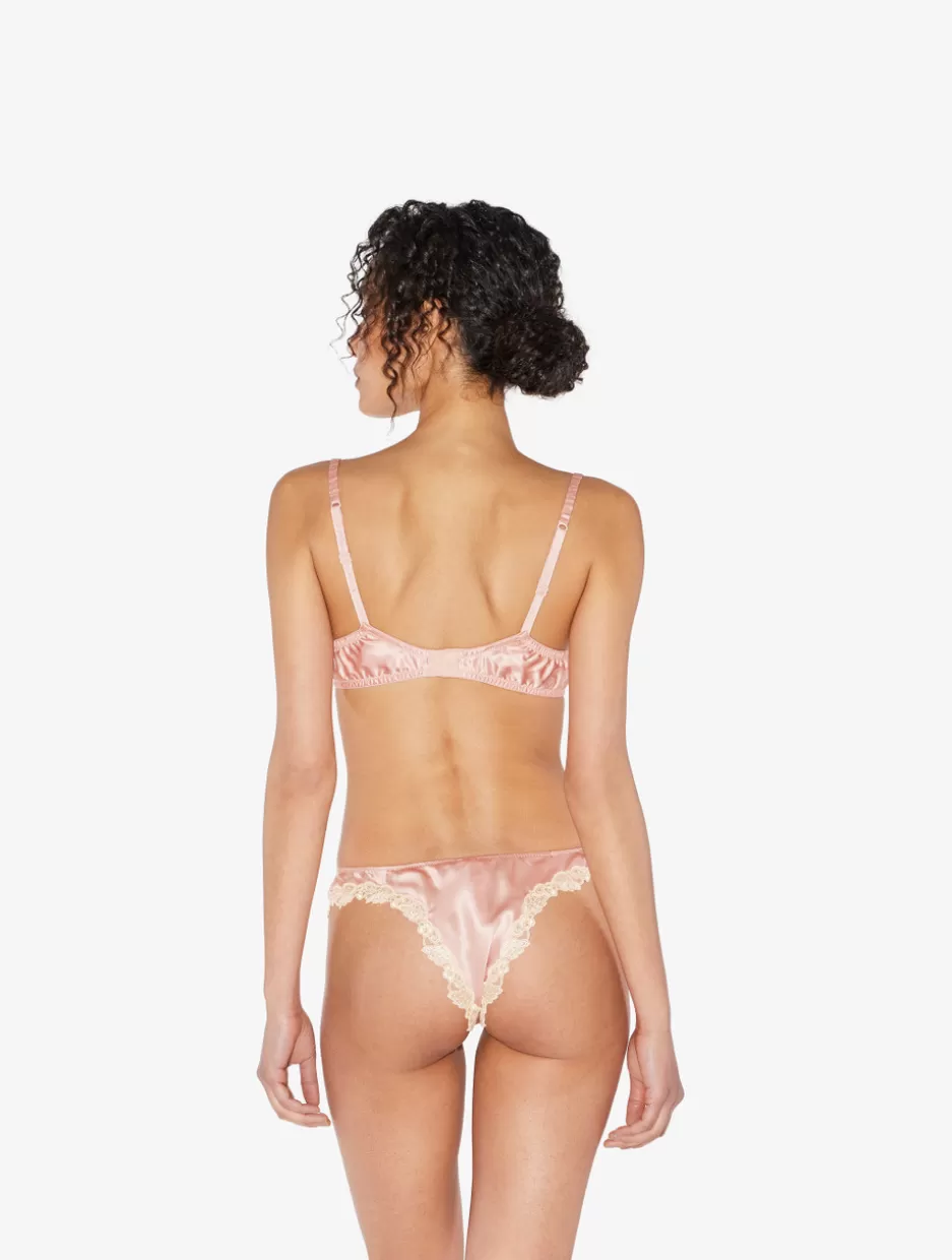 Underwired-La Perla Silk Underwired Bra In Powder With Ivory Frastaglio Pink