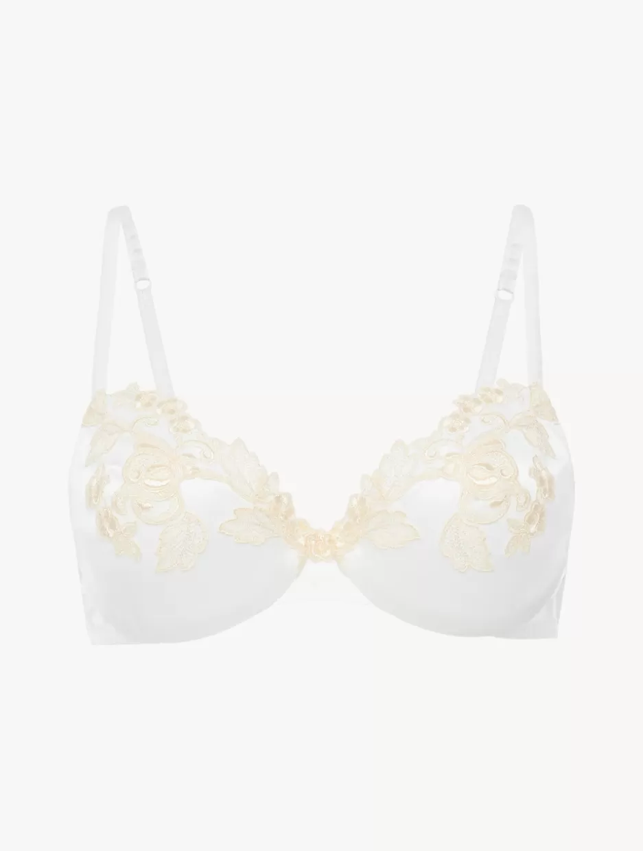 Underwired-La Perla Silk Underwired Bra In With Ivory Frastaglio White
