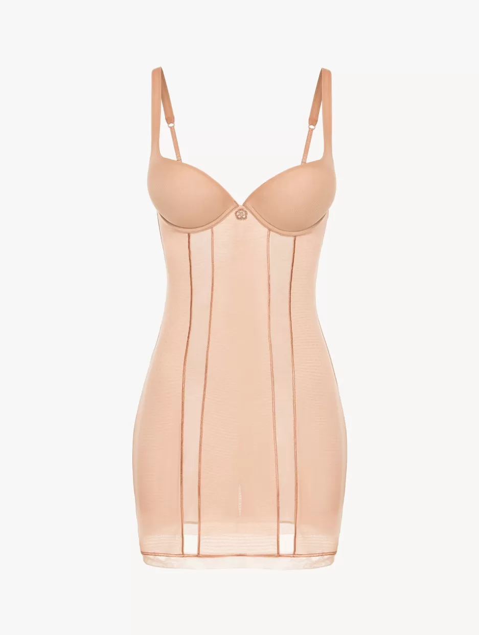 Shapewear | Slips & Dresses-La Perla Slip Dress In Sand Stretch Tulle Nude