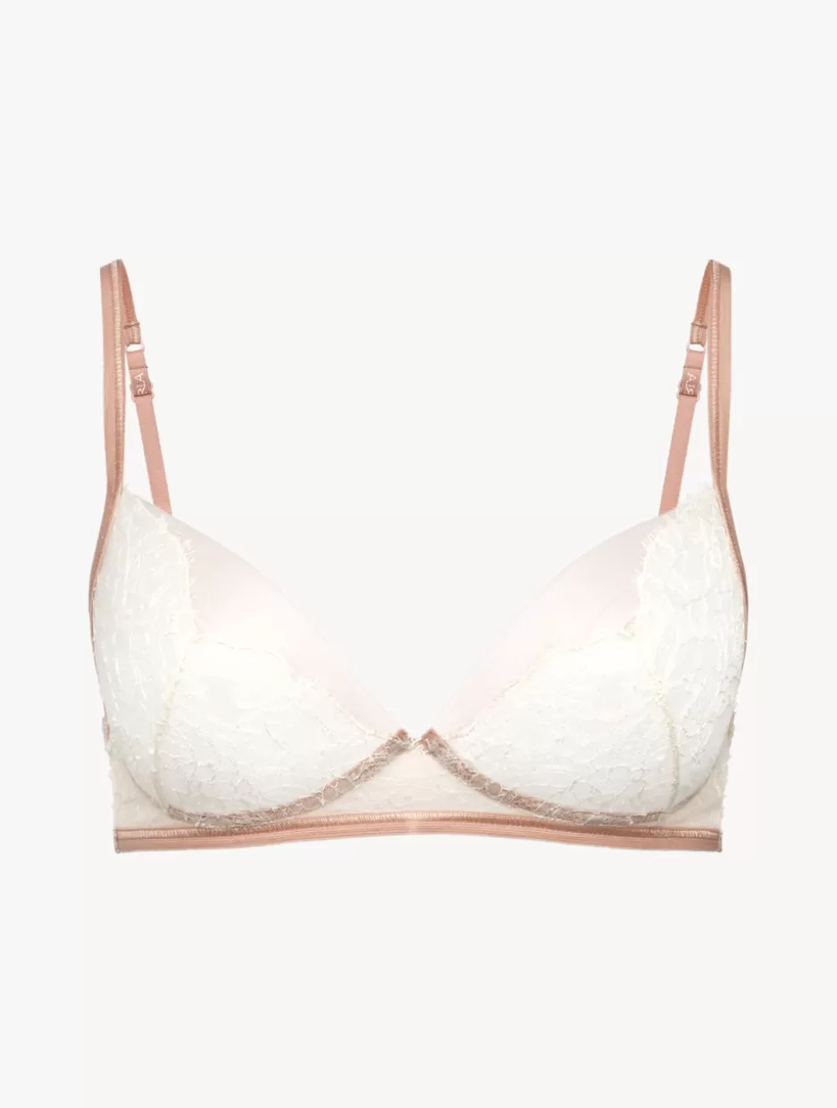 Bralette | Wireless-La Perla Soft Bralette In Linen And Nude Rose With Leavers Lace Beige