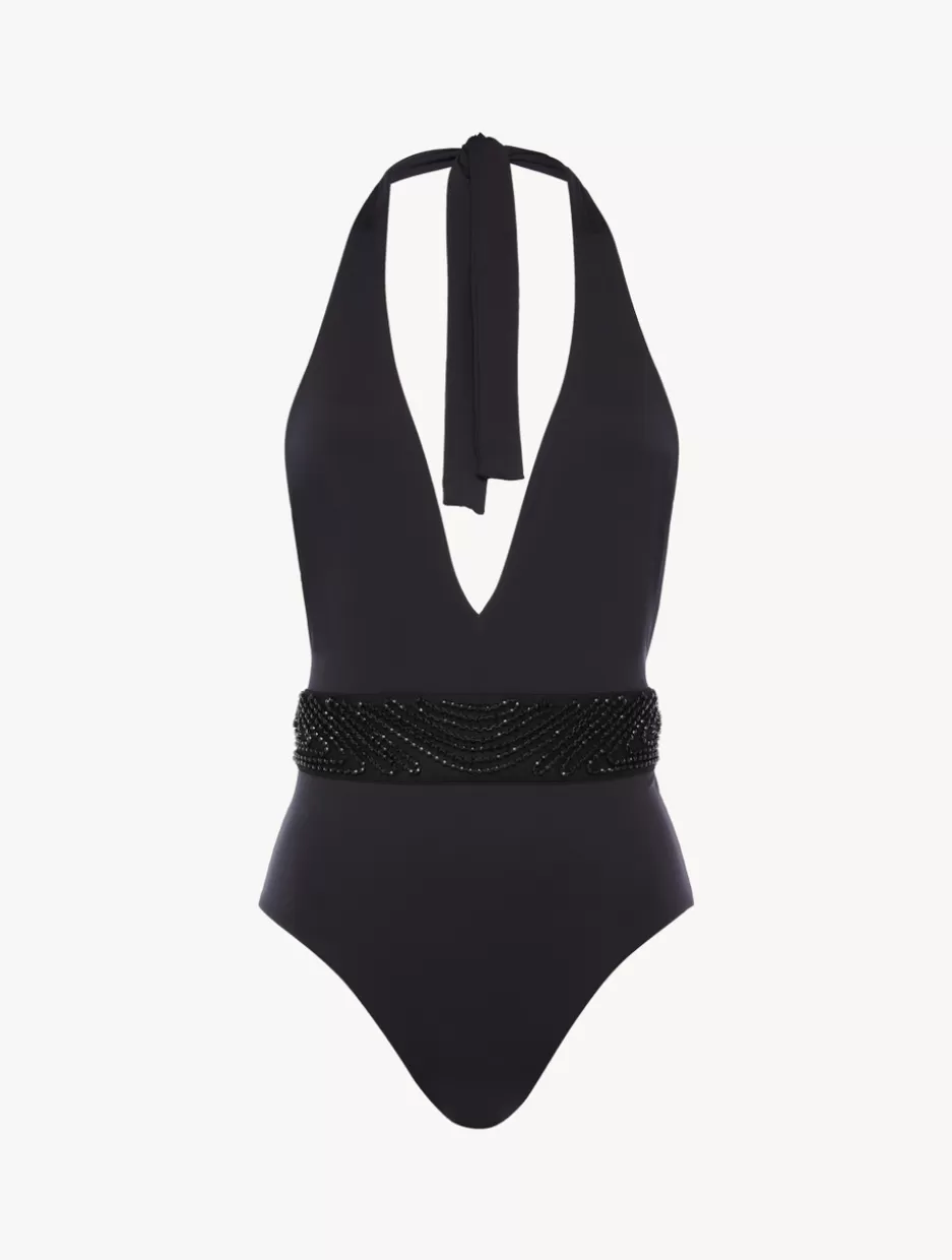 One-Piece Bathing Suits-La Perla Swimsuit In With Beading Black