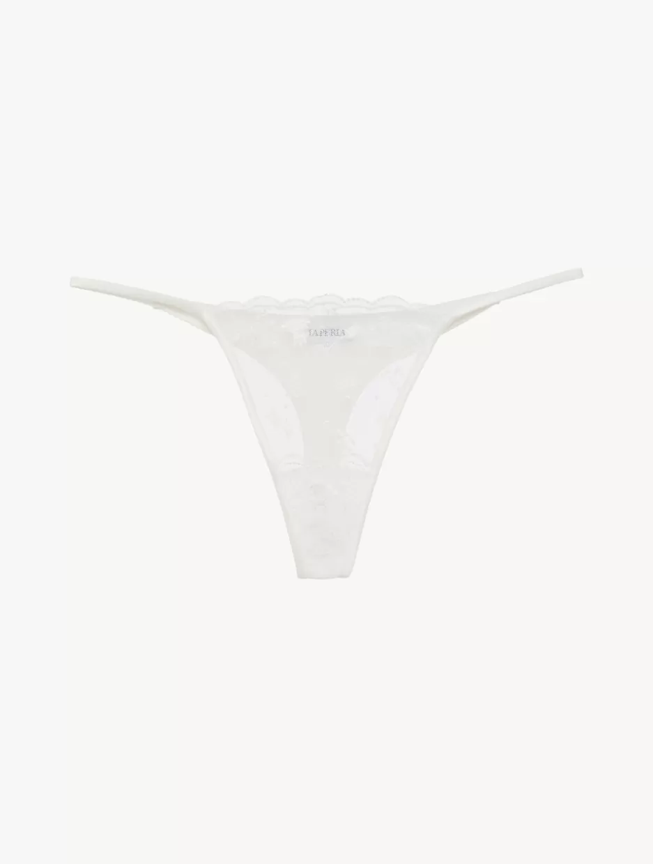 G string & Thong-La Perla Thong In Lys With Embroidered Tulle OffWhite