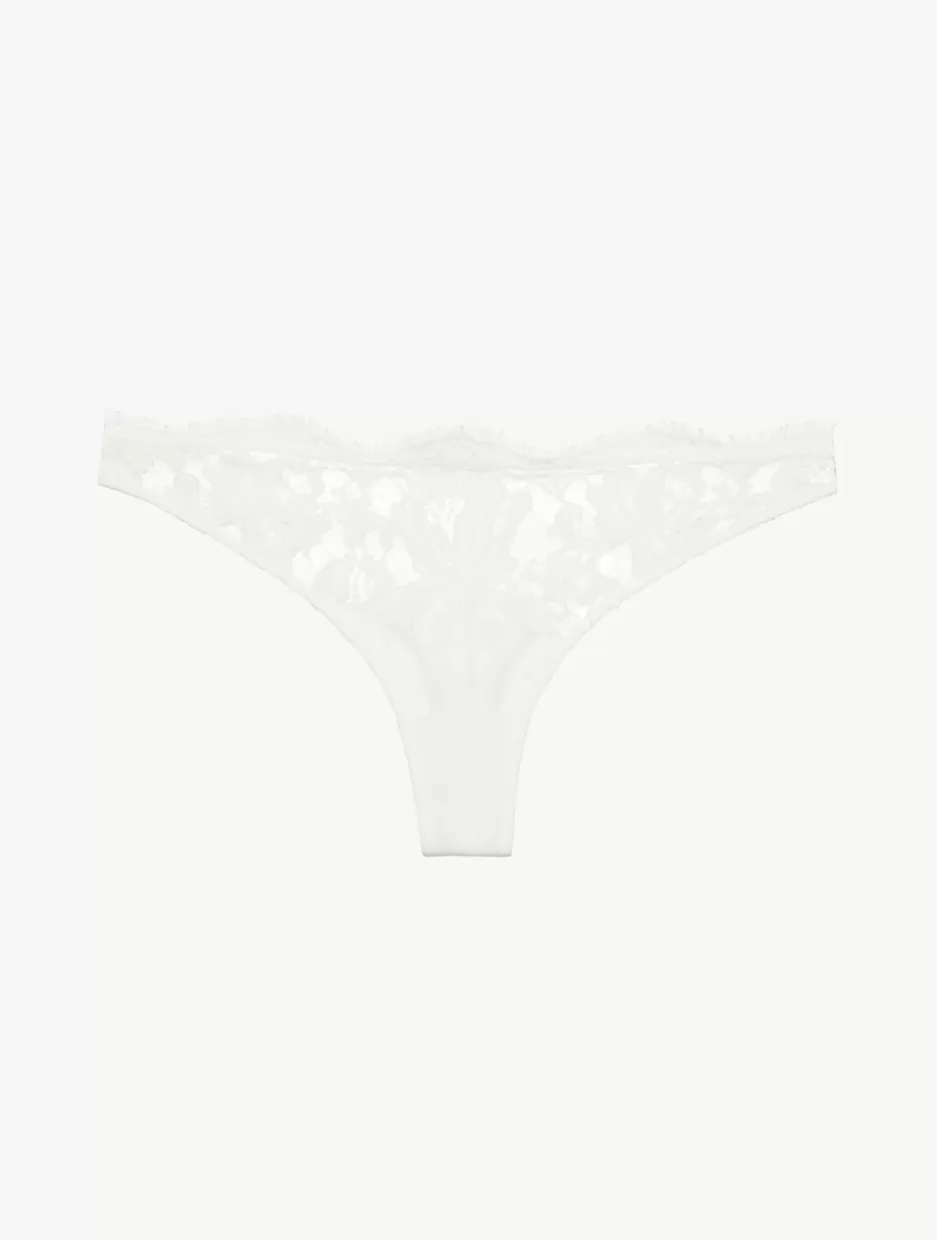 G string & Thong-La Perla Thong In Off With Cotton Leavers Lace White