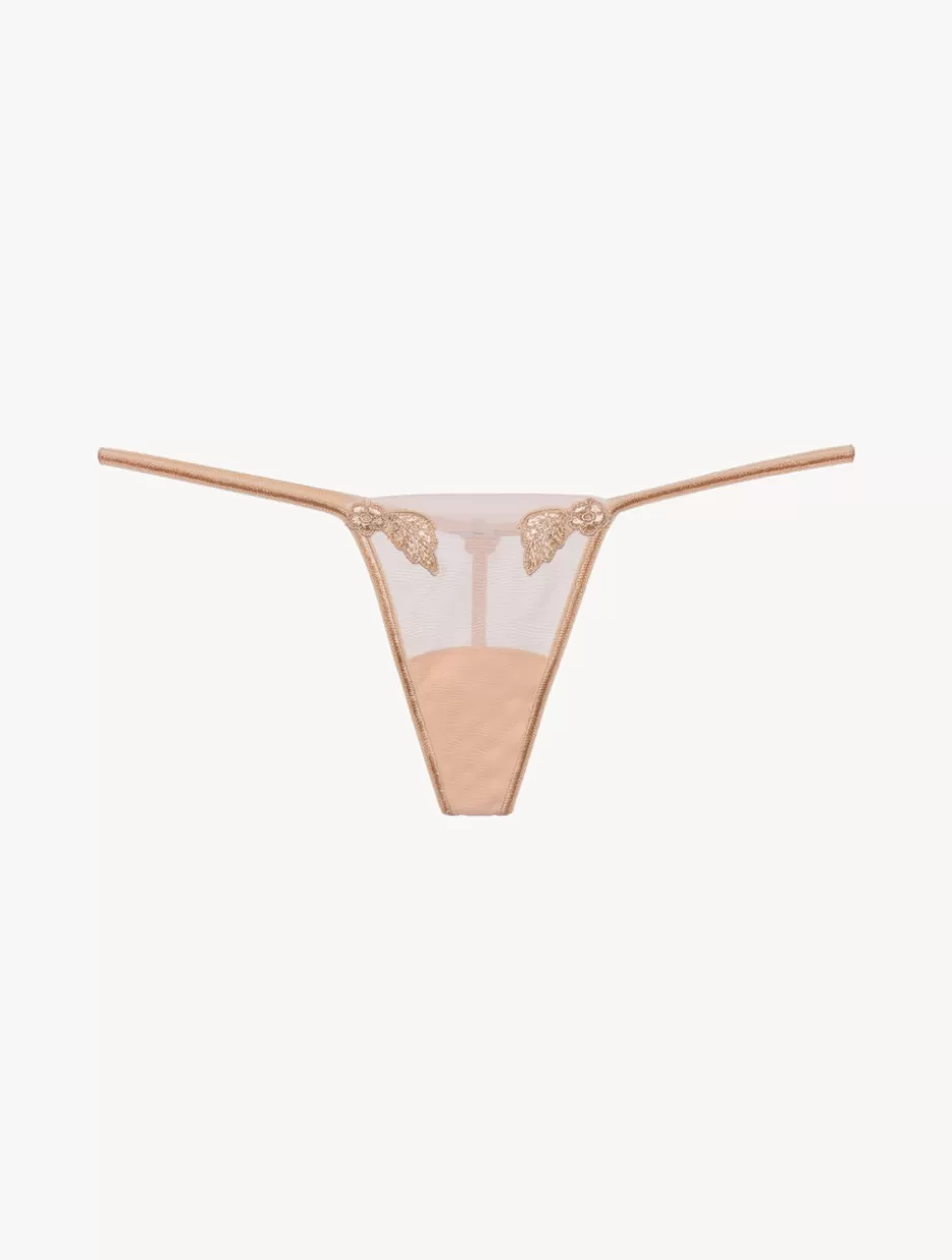 G string & Thong | Shapewear-La Perla Thong In Sand Stretch Tulle Nude