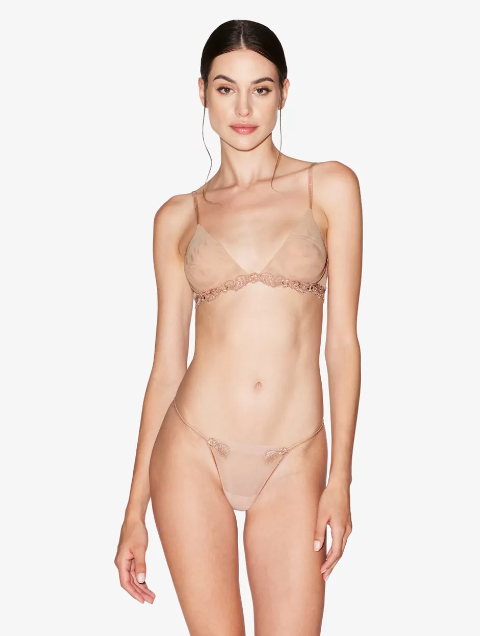 G string & Thong | Shapewear-La Perla Thong In Sand Stretch Tulle Nude