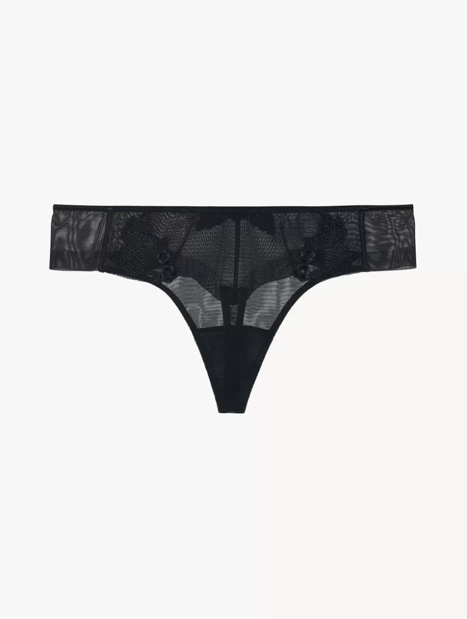 G string & Thong | Shapewear-La Perla Thong In Sheer Embroidered Tulle Black