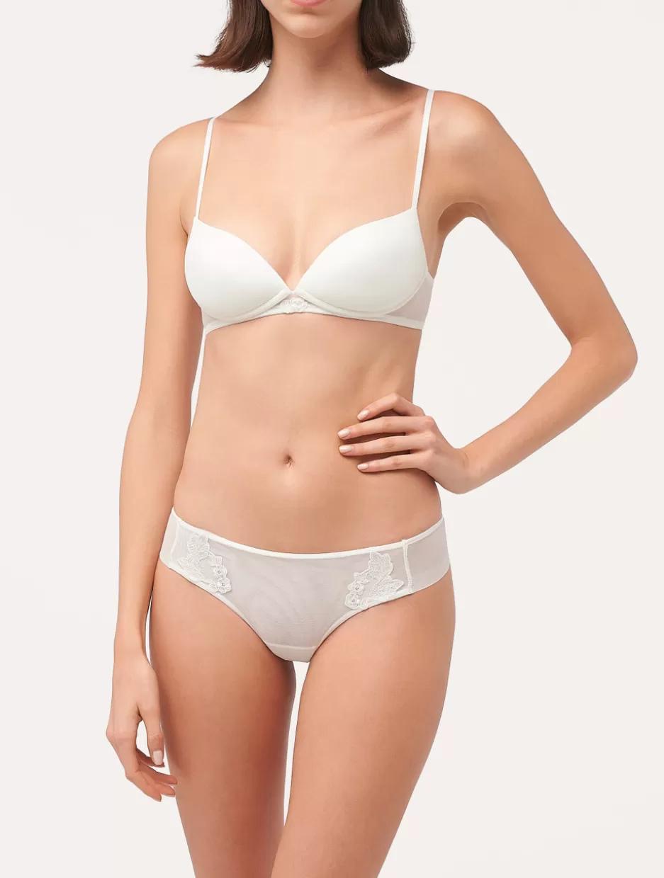 G string & Thong | Shapewear-La Perla Thong In Sheer Embroidered Tulle Off-White