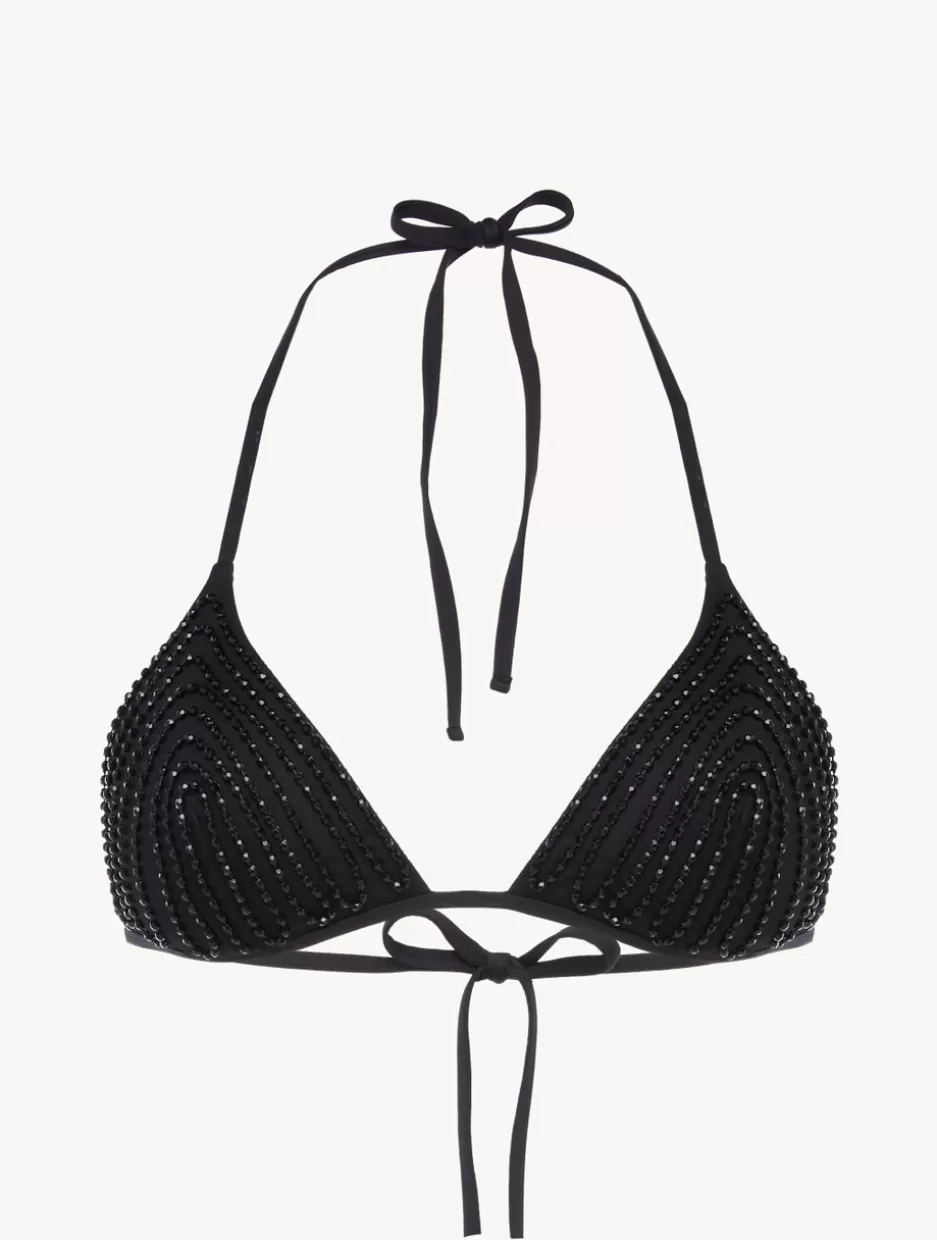 Bikinis-La Perla Triangle Bikini Top In With Beading Black