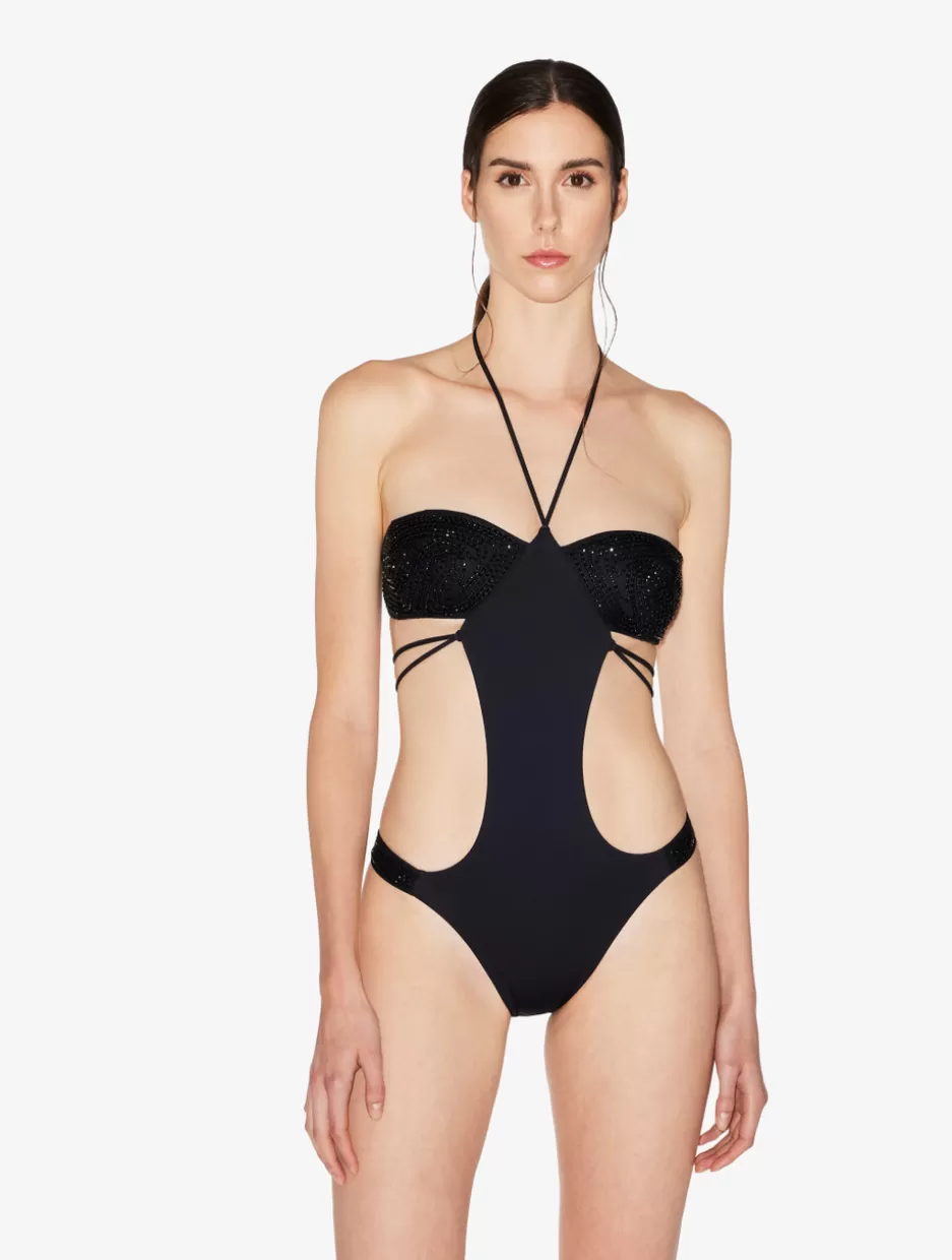 Bikinis | One-Piece Bathing Suits-La Perla Trikini In With Beading Black