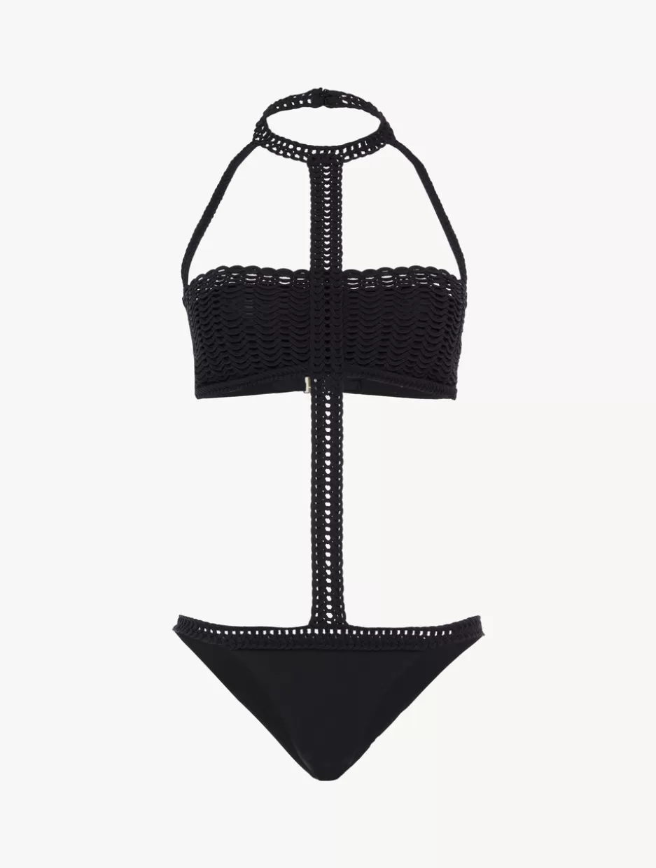 Bikinis | One-Piece Bathing Suits-La Perla Trikini In With Soutache Black