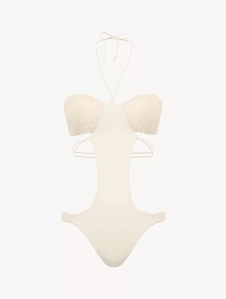 Bikinis | One-Piece Bathing Suits-La Perla Trikini In Champagne With Beading Beige