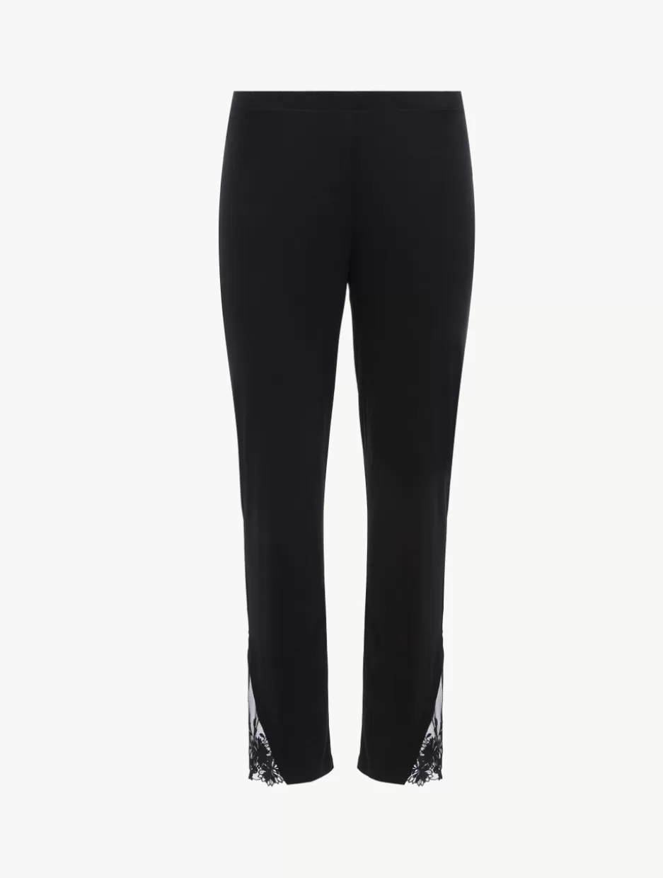 Pajamas | Loungewear-La Perla Trousers In Modal With Embroidered Tulle Black