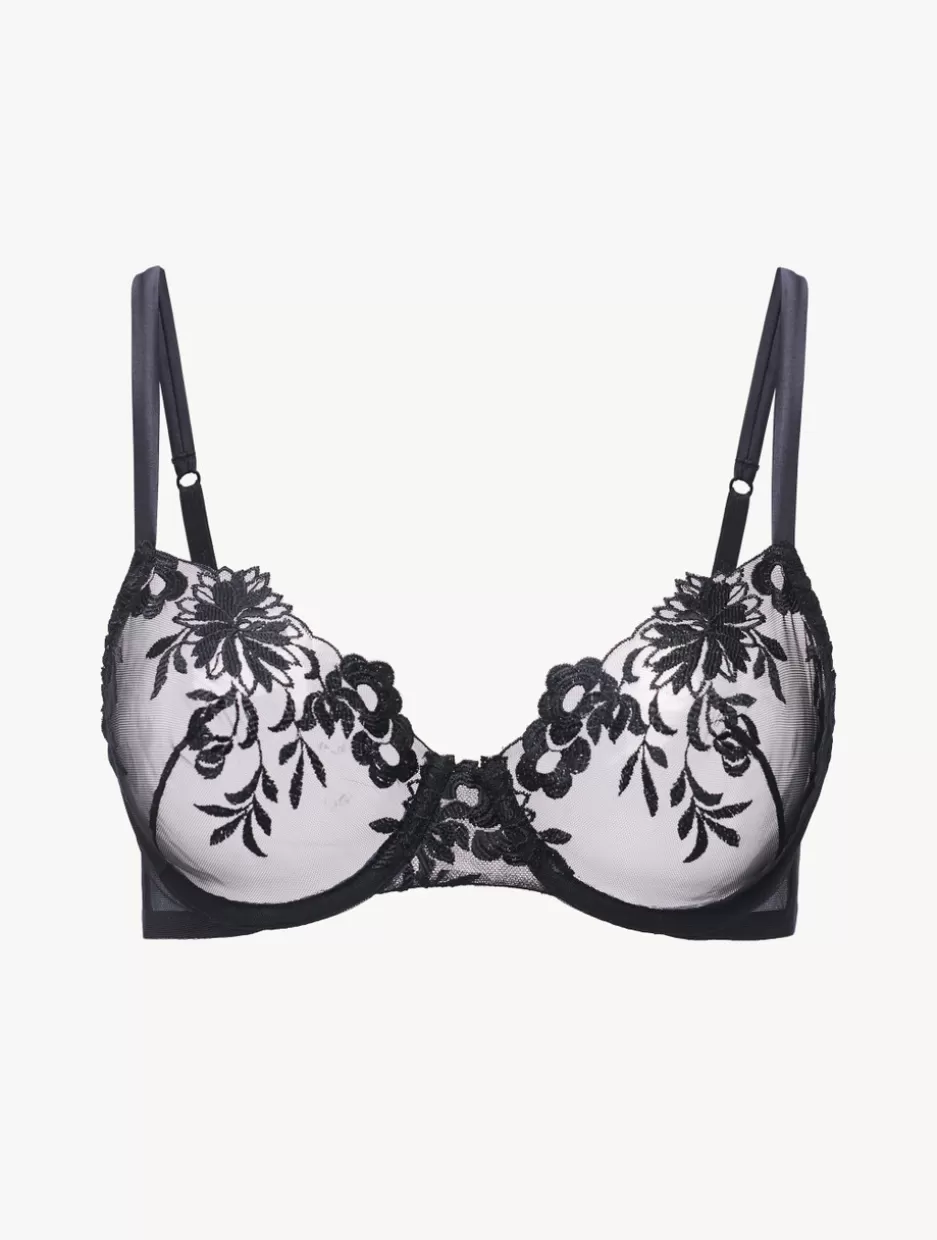 Underwired-La Perla Underwired Bra In Lycra With Embroidered Tulle Black