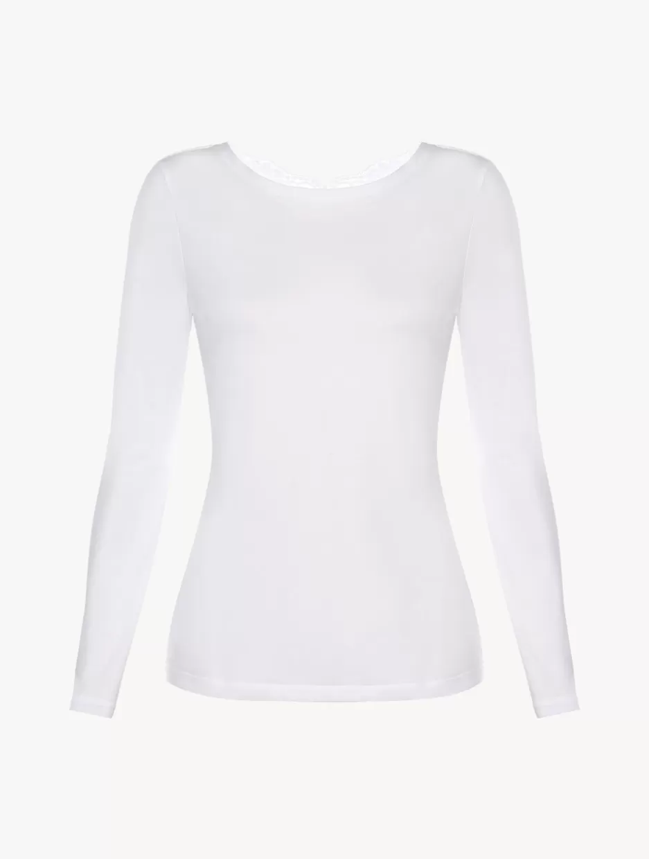 Camisoles | Pajamas-La Perla Cotton Long-sleeved Top White