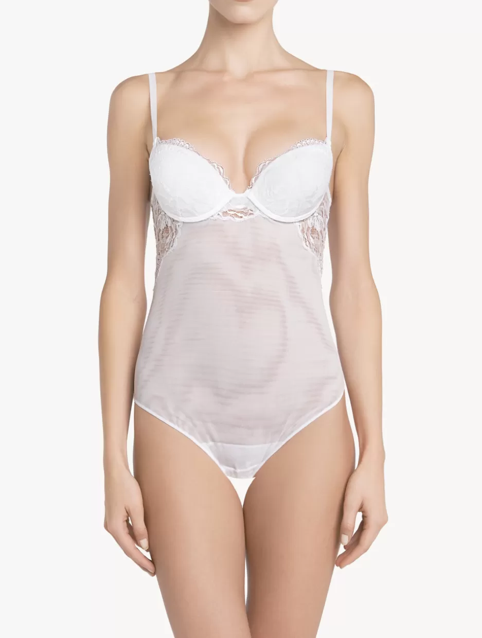 Bodysuits & Bustiers-La Perla Lace Bodysuit White