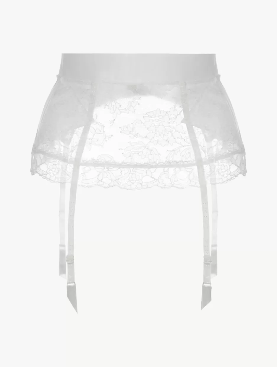 Shapewear | Garter Belts-La Perla Lycra Control Fit Suspender With Chantilly Lace White