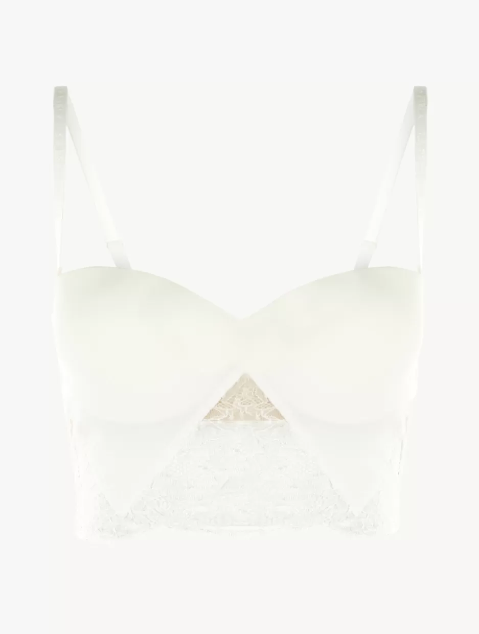 Padded | Strapless & Multiway-La Perla Lycra Strapless Brassiere With Chantilly Lace White