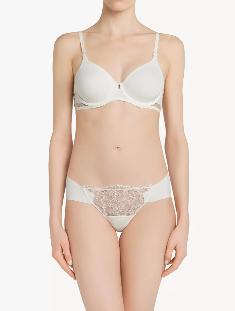 G string & Thong | Shapewear-La Perla Lycra Thong With Chantilly Lace White