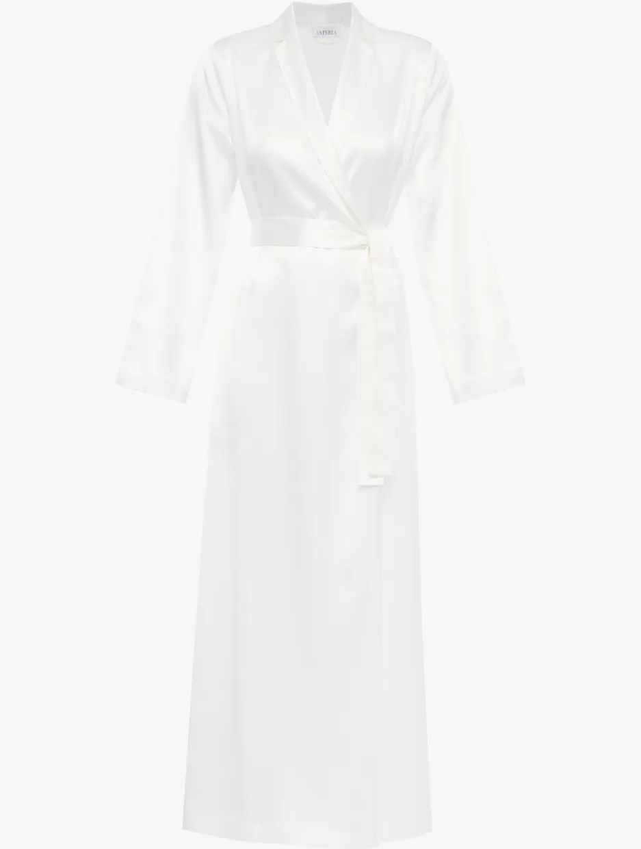 Robes | Silk Sleepwear-La Perla Silk Long Robe White