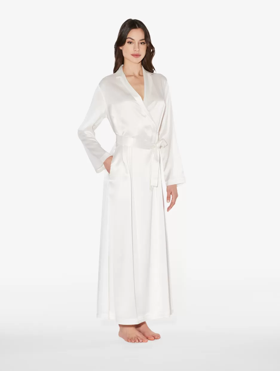 Robes | Silk Sleepwear-La Perla Silk Long Robe White