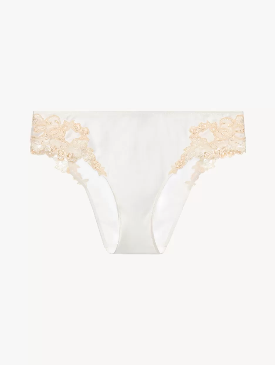 Mid-rise-La Perla Silk Medium Briefs With Frastaglio White