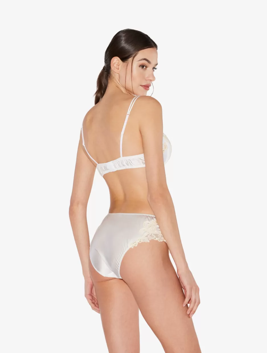 Mid-rise-La Perla Silk Medium Briefs With Frastaglio White