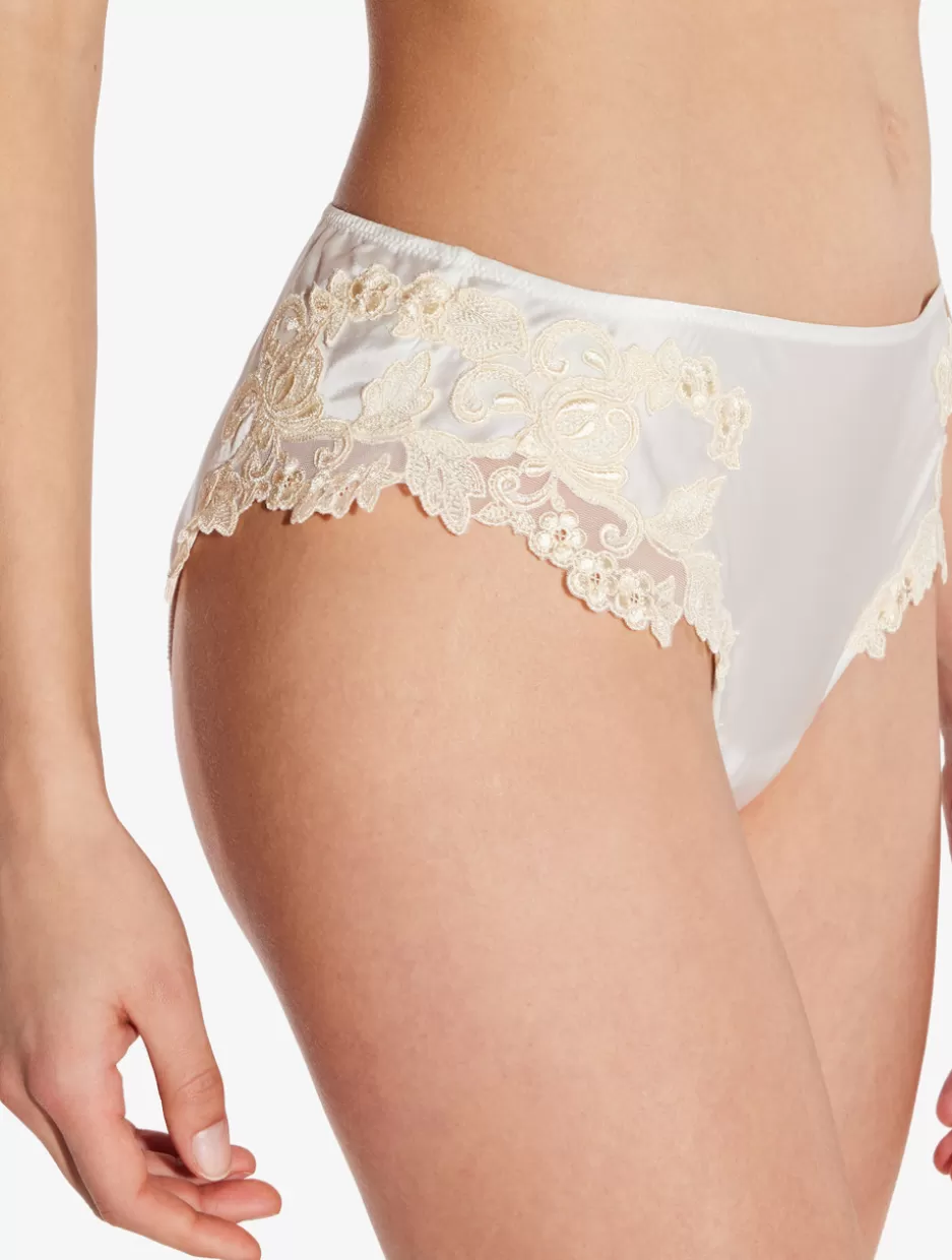 Mid-rise-La Perla Silk Medium Briefs With Frastaglio White