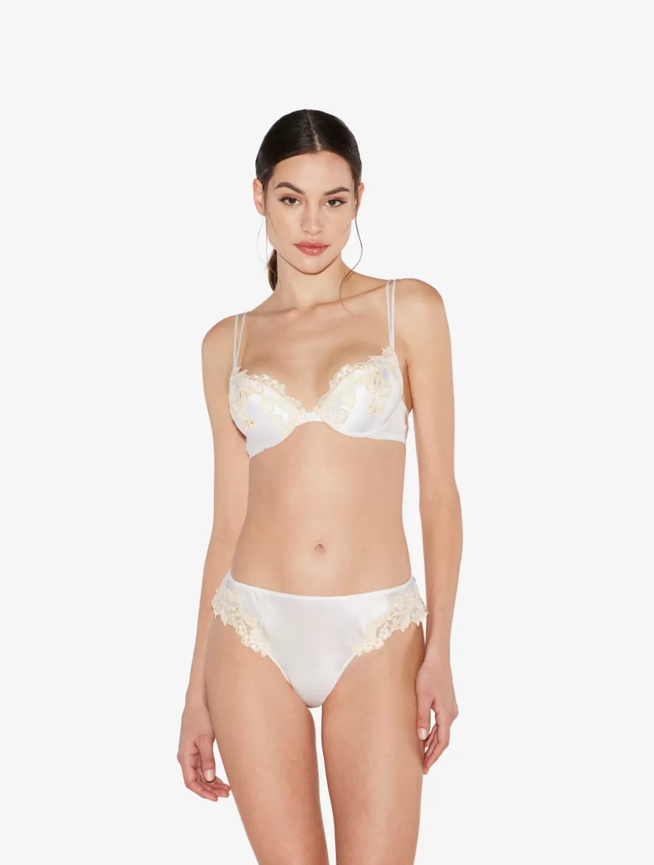 Padded | Push-Up-La Perla Silk Push-up Bra With Frastaglio White