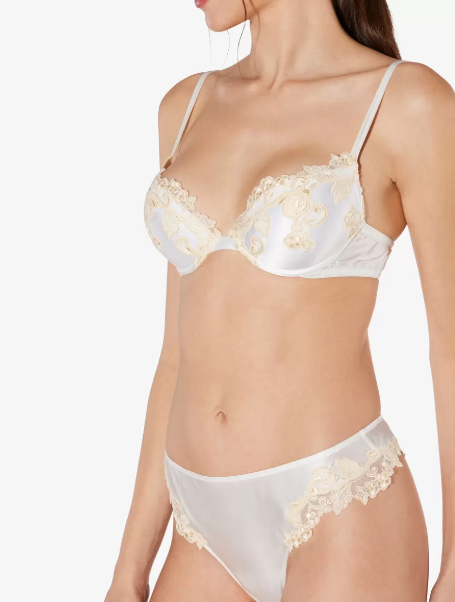 Padded | Push-Up-La Perla Silk Push-up Bra With Frastaglio White