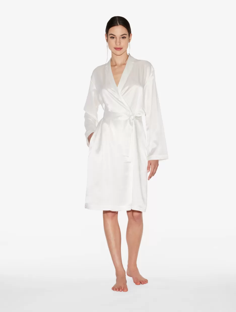 Robes | Silk Sleepwear-La Perla Silk Short Robe White