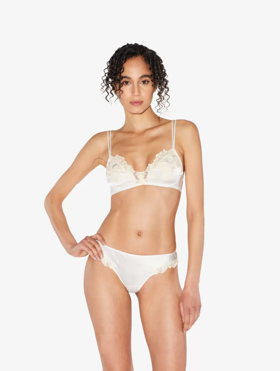 Triangle | Wireless-La Perla Silk Triangle Bra With Ivory Frastaglio White
