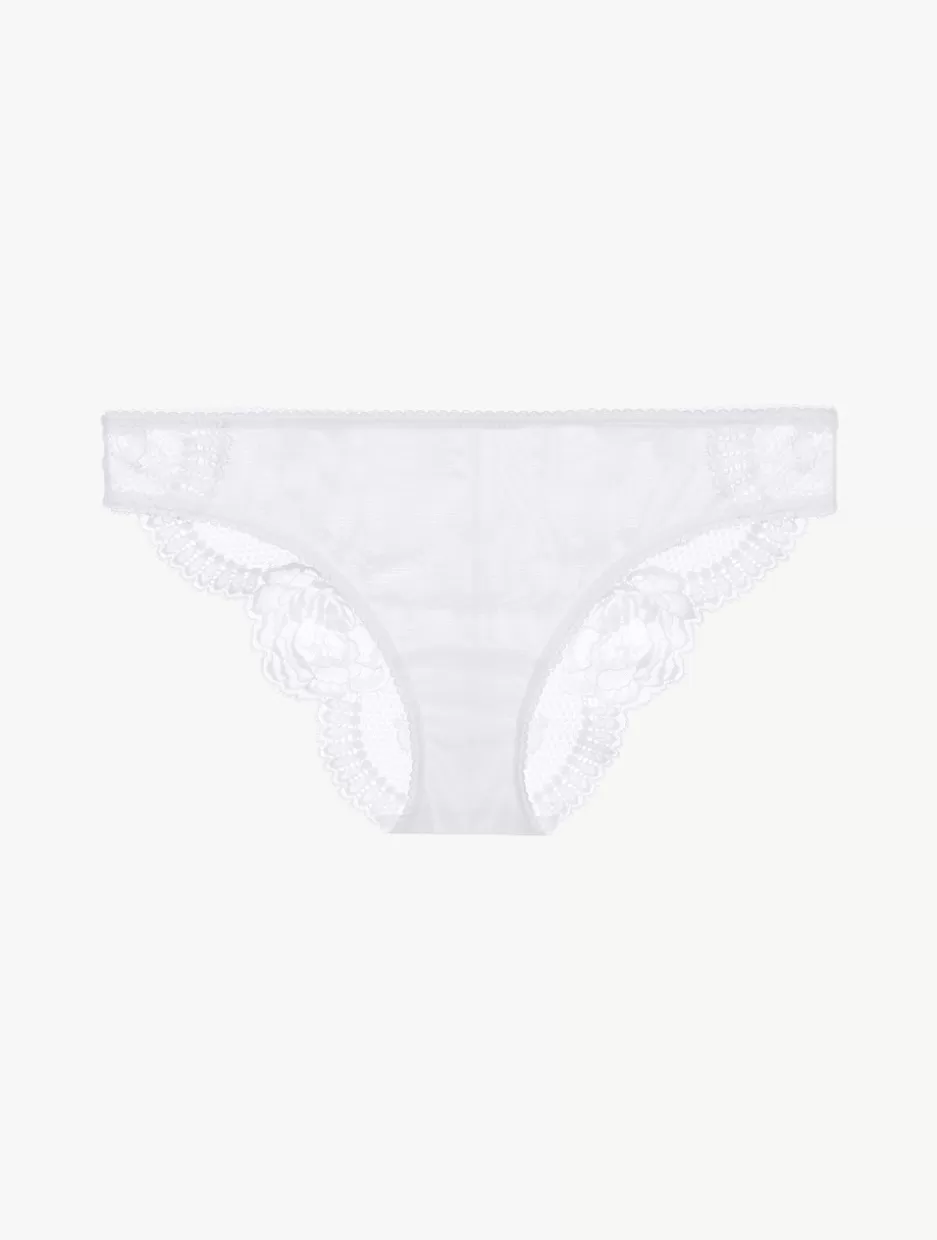 Mid-rise-La Perla Stretch Leavers Lace And Tulle Medium Briefs White