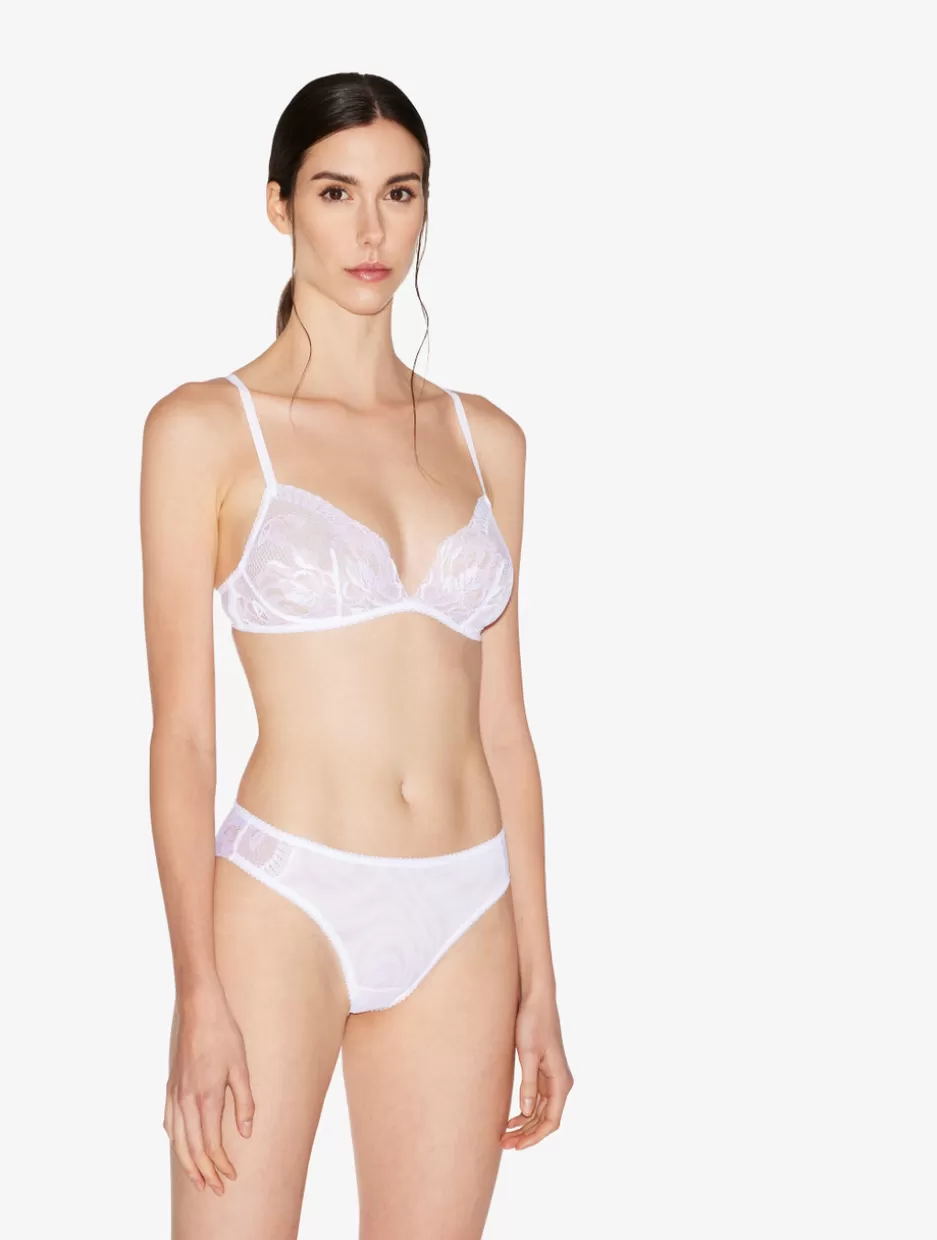 Mid-rise-La Perla Stretch Leavers Lace And Tulle Medium Briefs White