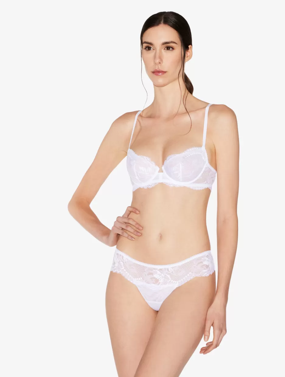 G string & Thong-La Perla Stretch Leavers Lace Thong White