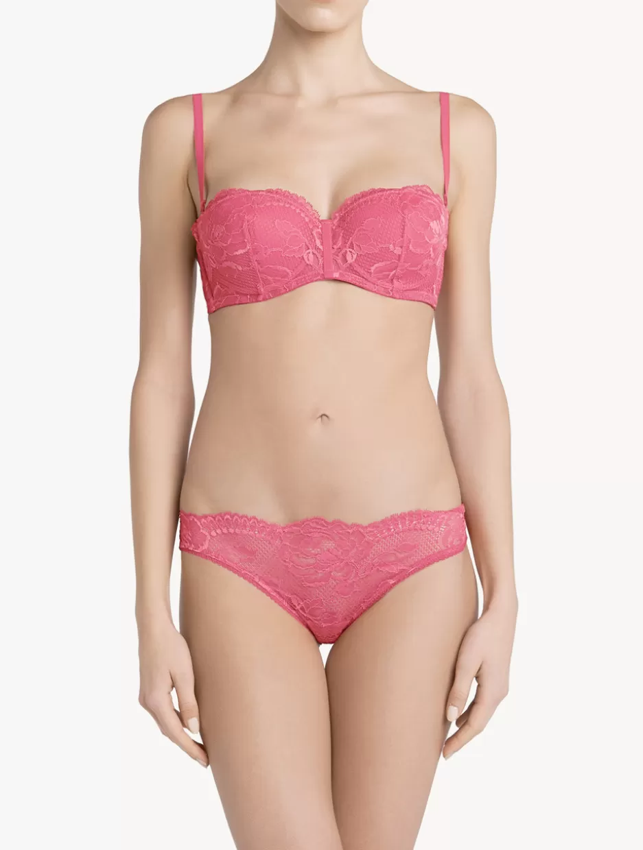 Brazilian-La Perla Wild Orchid Lace Brazilian Briefs Pink